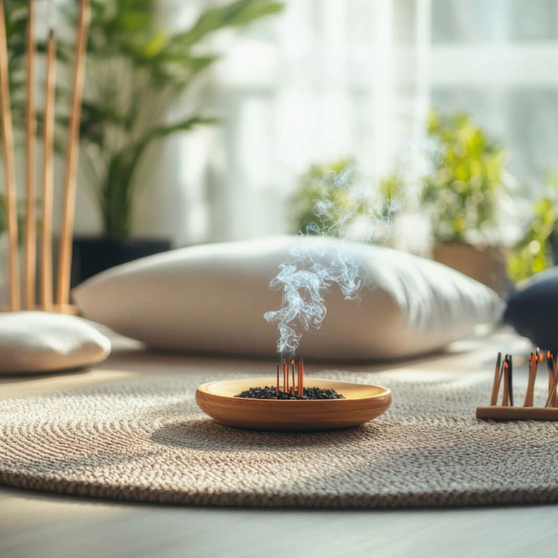 meditation place with incense sticks