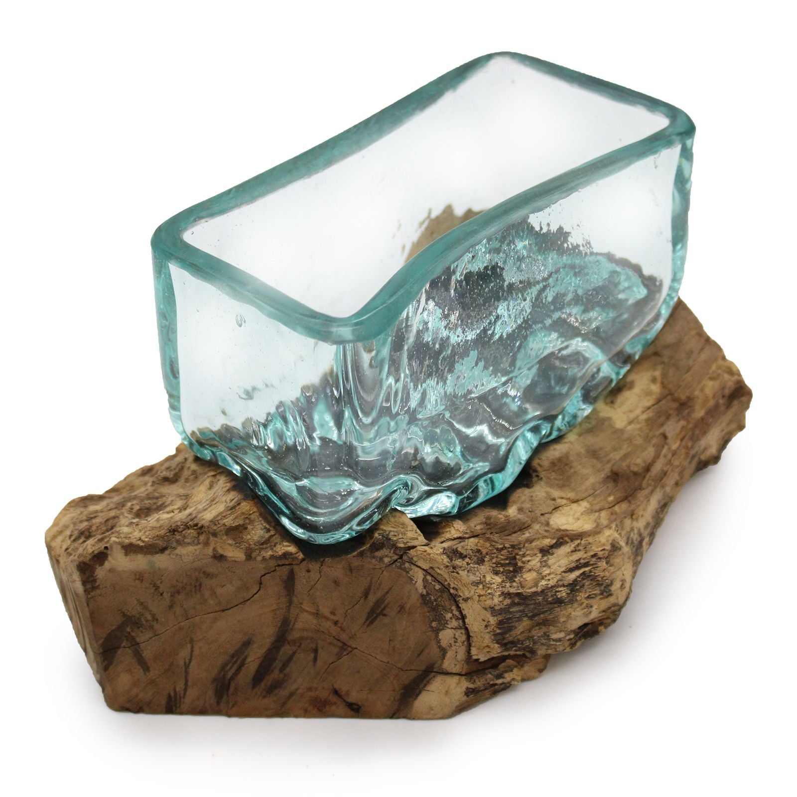 Molten Glass Bowl on Wood – Large