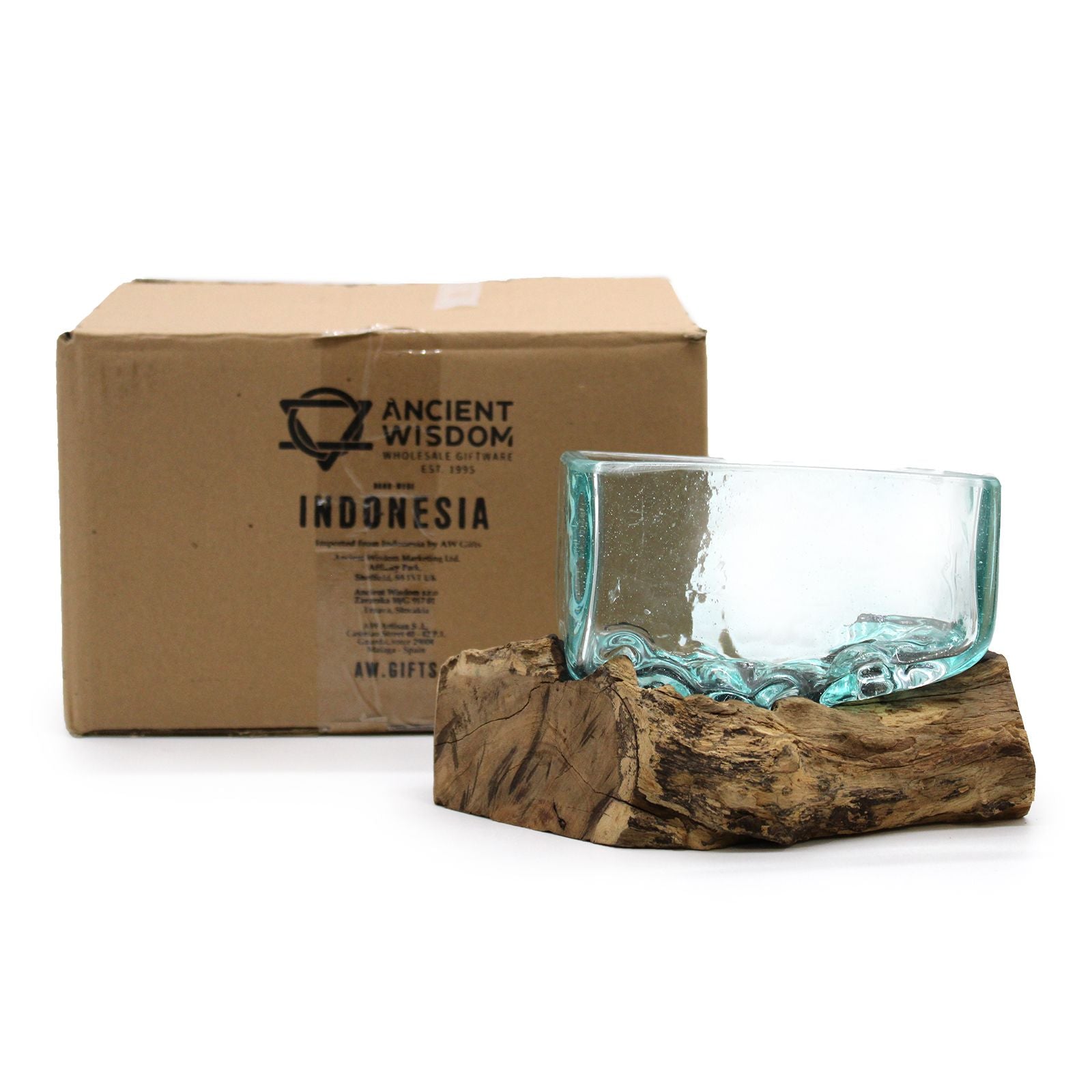 Molten Glass Bowl on Wood – Large