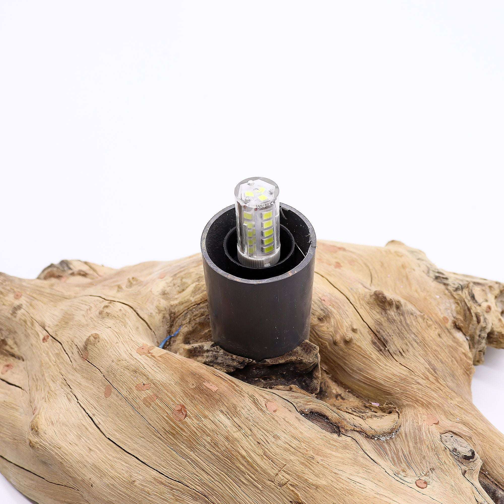 DriftGlow Driftwood Lamp – Cotton Luna Ivory Shade