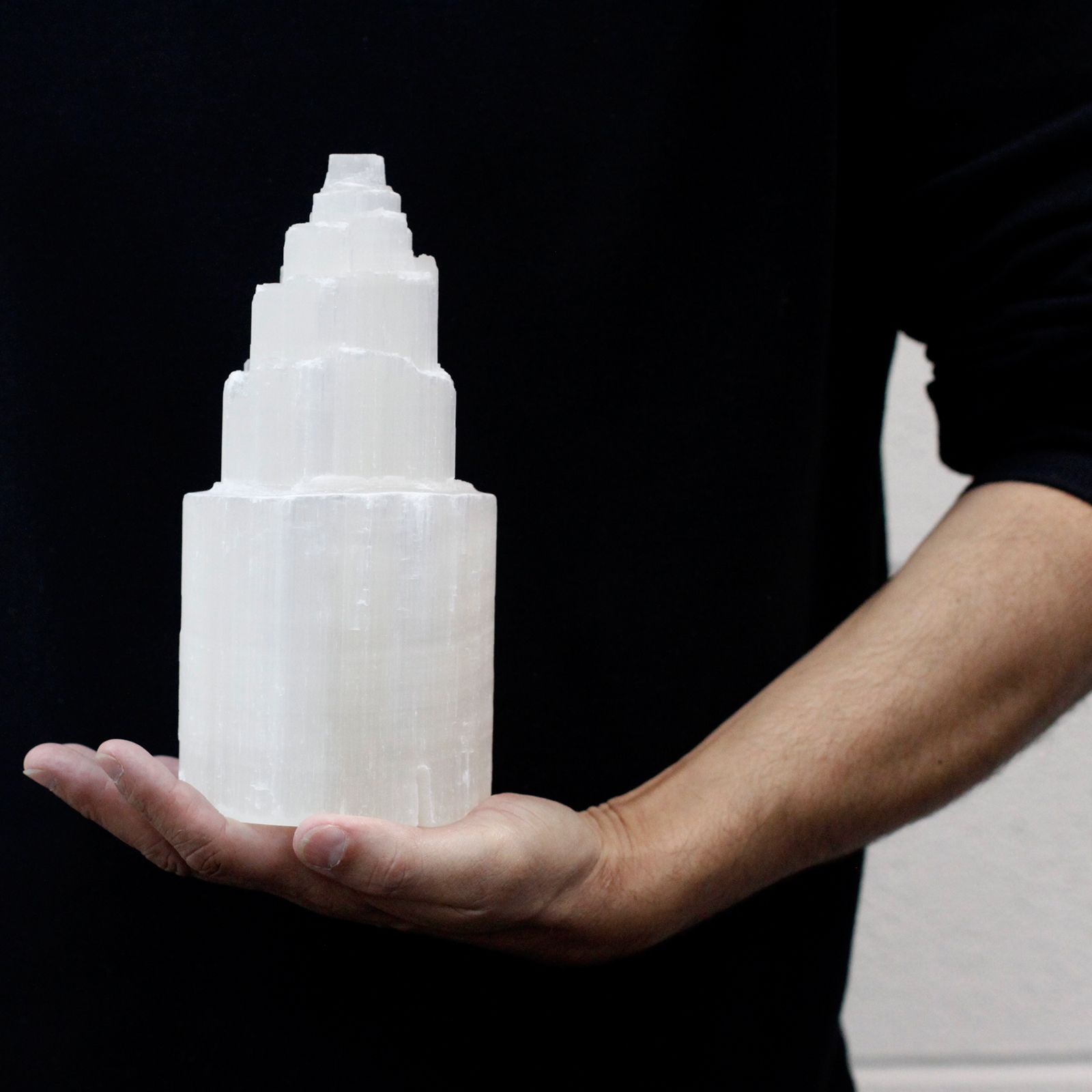 Natural Selenite Tower Lamp – 20 cm