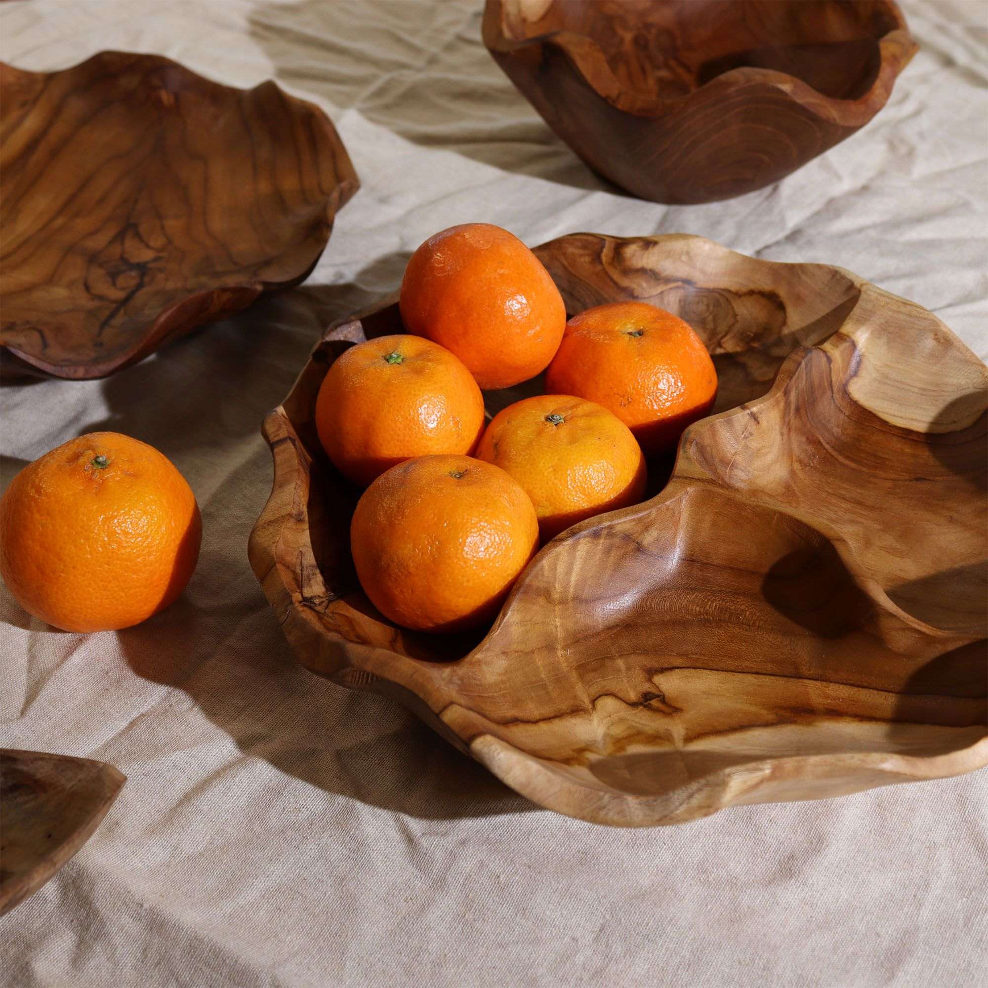Handcrafted Teak Wood Serving Bowl – Three Sections
