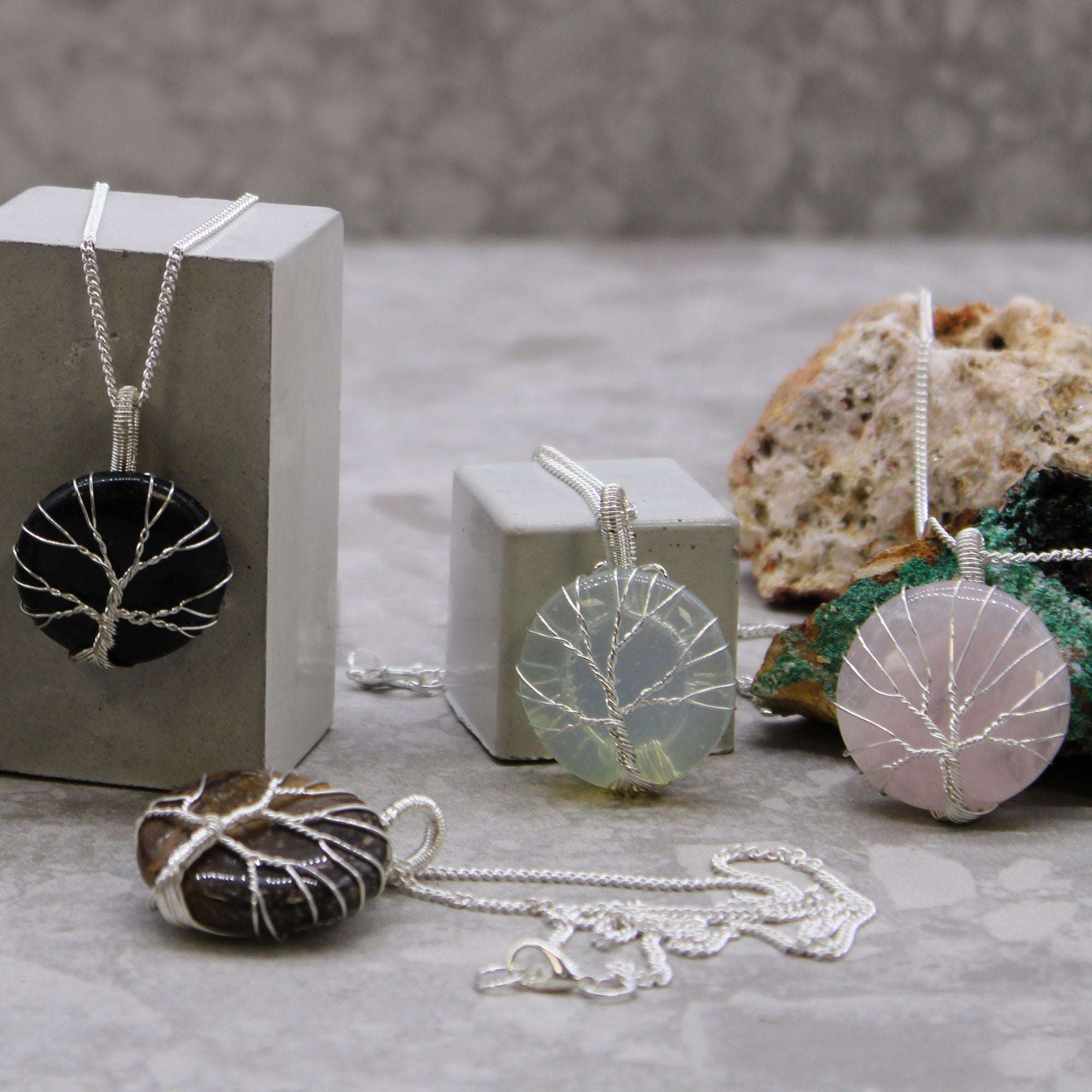 Tree of Life Black Onyx Necklace – Handcrafted
