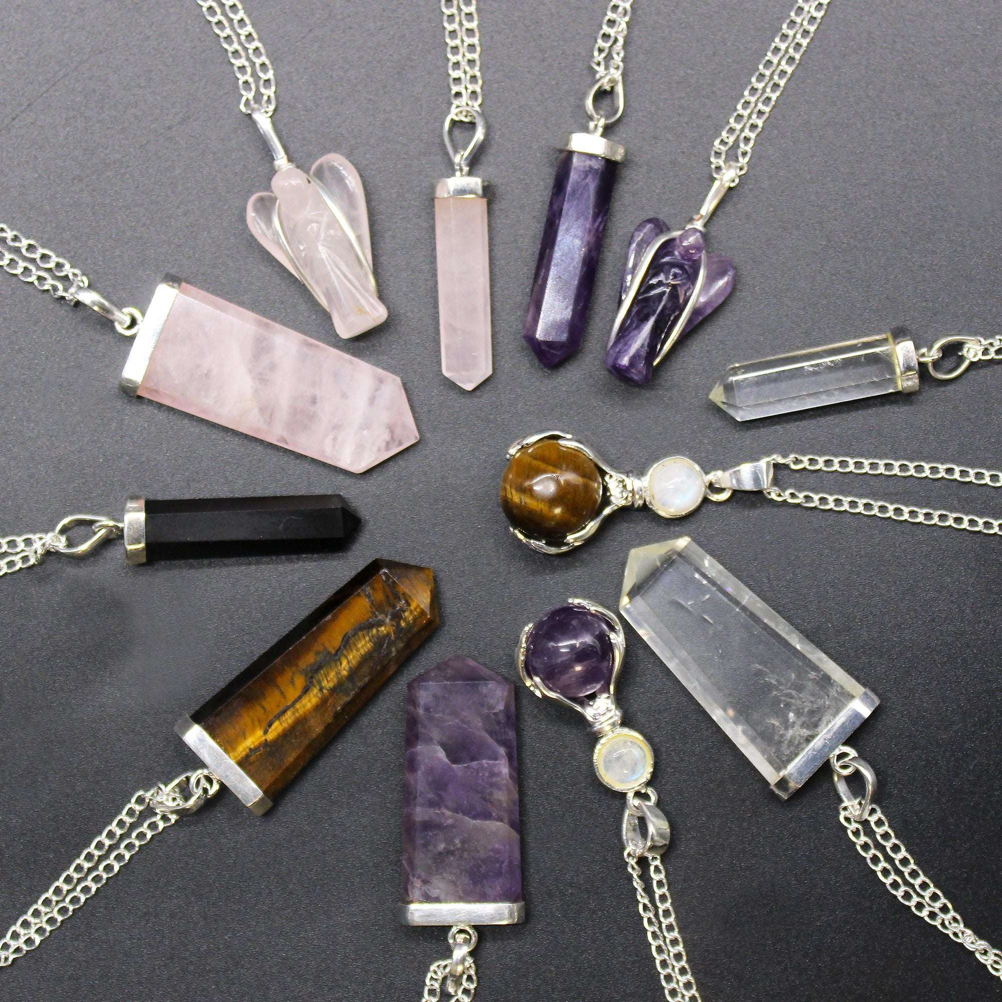 Black Agate Point Pendant – Handcrafted
