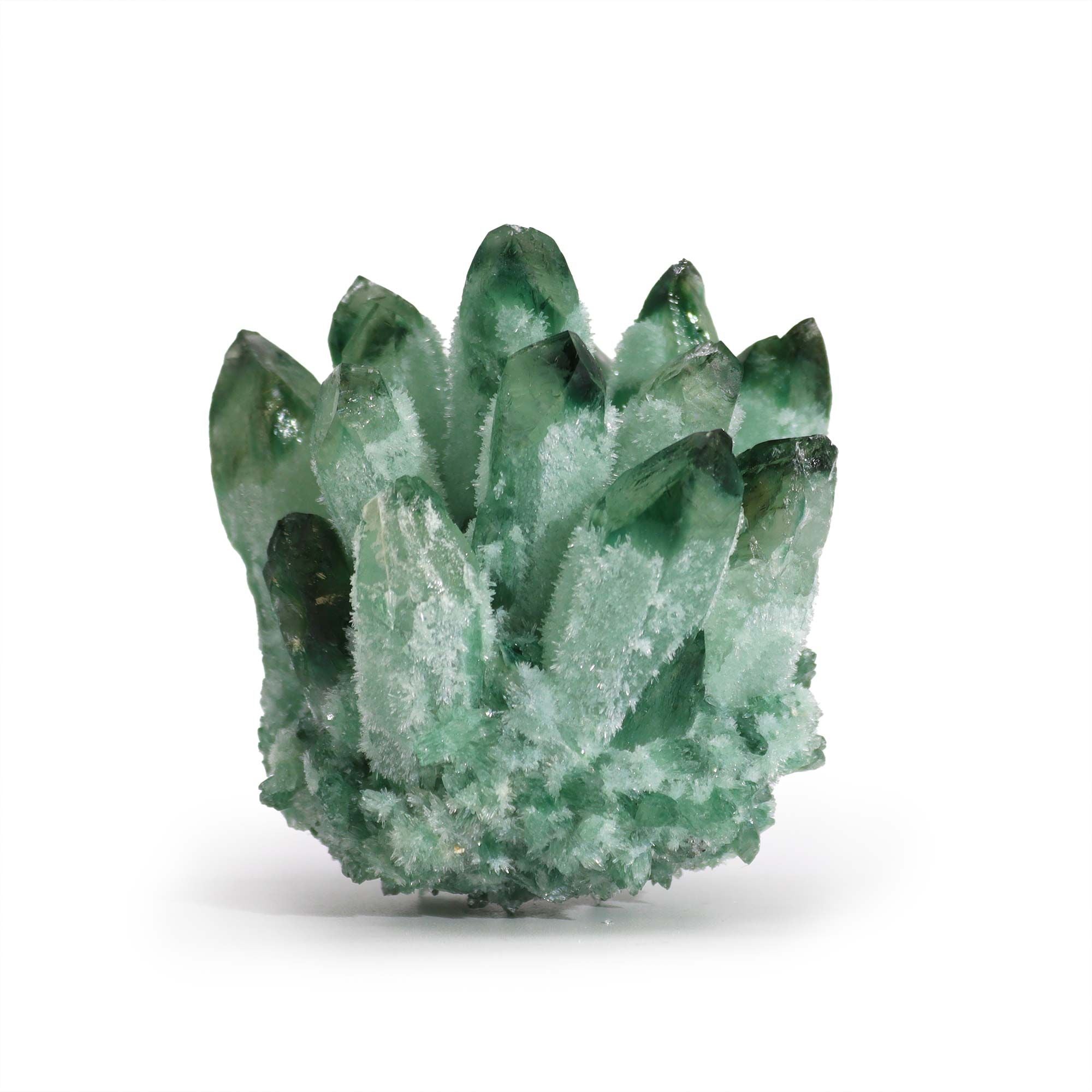 Decorative Green Ghost Quartz-Style Crystal Cluster – Approx. 8 cm