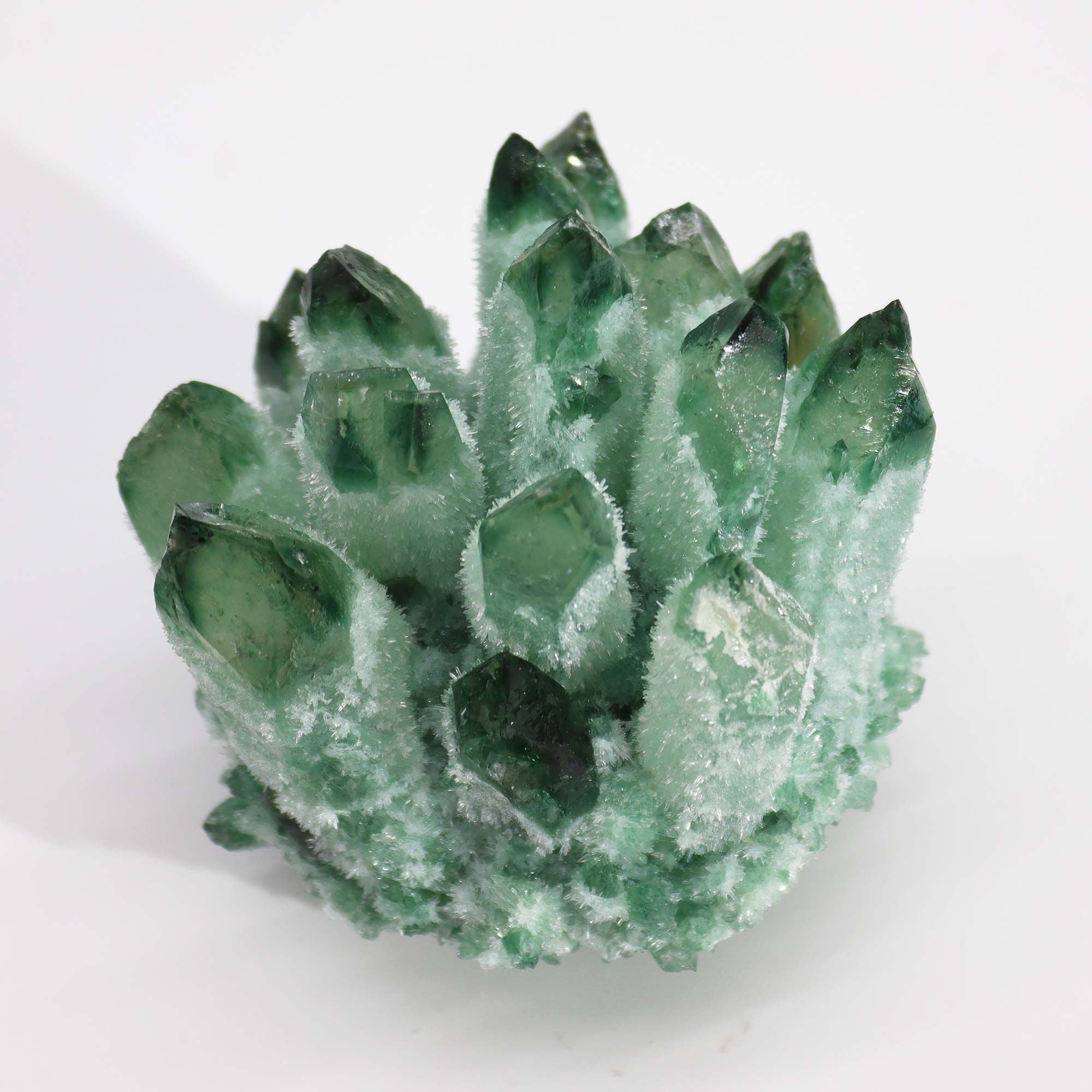 Decorative Green Ghost Quartz-Style Crystal Cluster – Approx. 8 cm