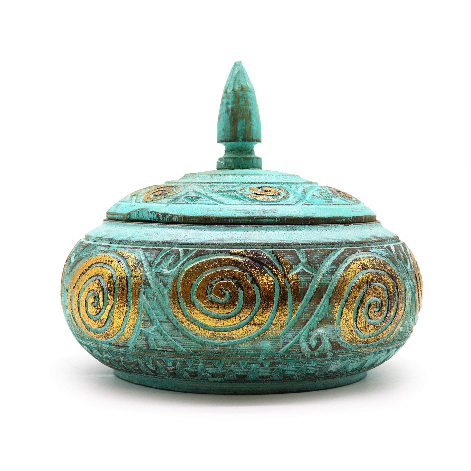 Turquoise Wooden Sweet Jar