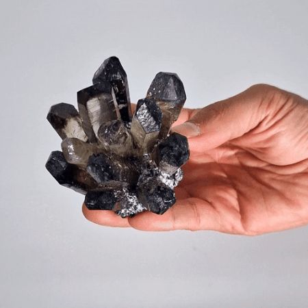 Decorative Smoky Ghost Quartz-Style Crystal Cluster – Approx. 8 cm