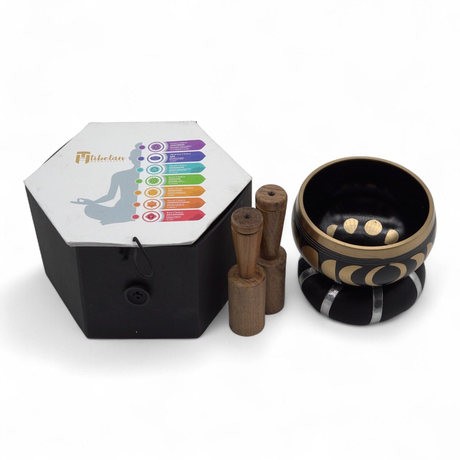 Moon phase singing bowl set – Black 10.7 cm
