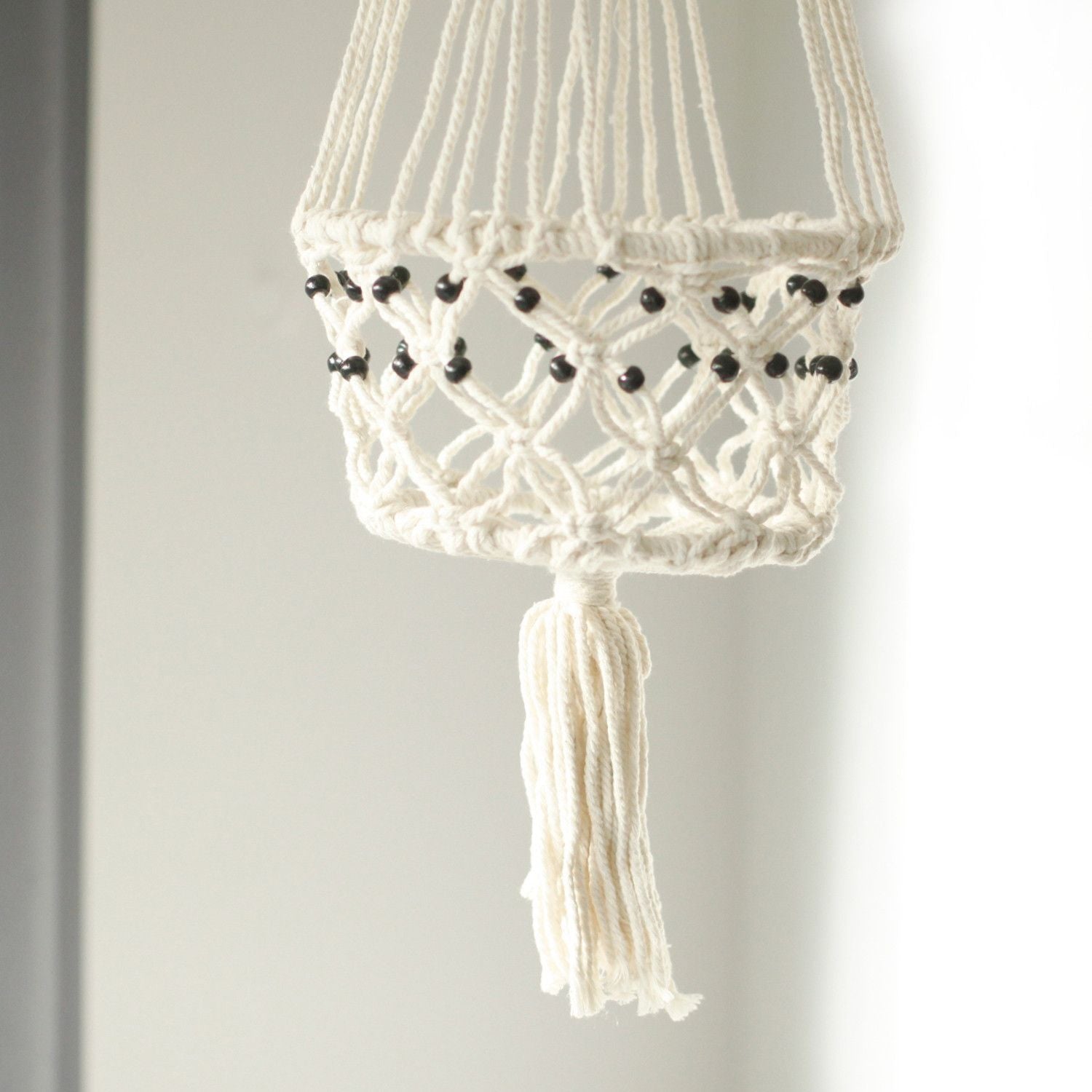 Macramé Plant Holder – Large | Single Beaded