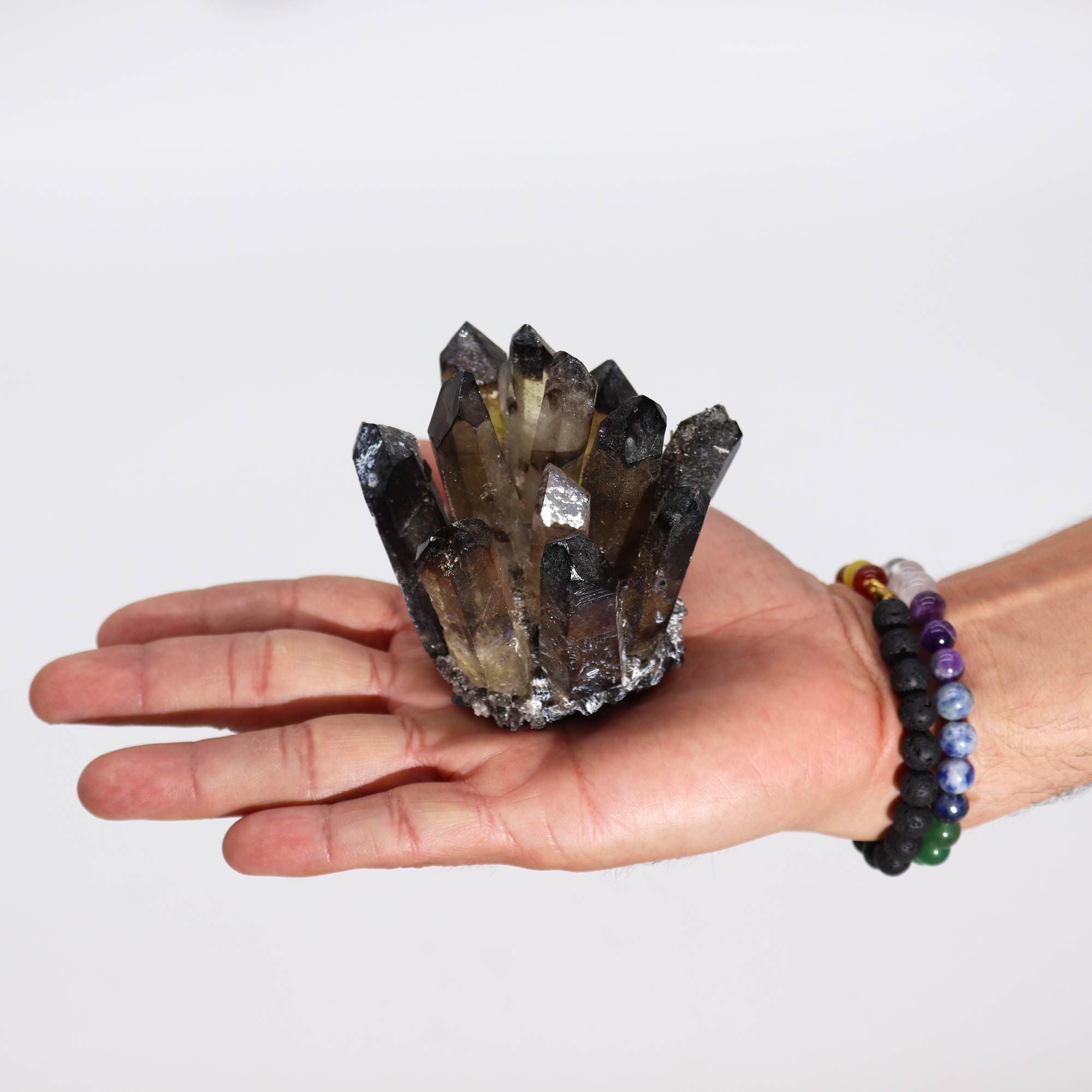 Decorative Smoky Ghost Quartz-Style Crystal Cluster – Approx. 8 cm