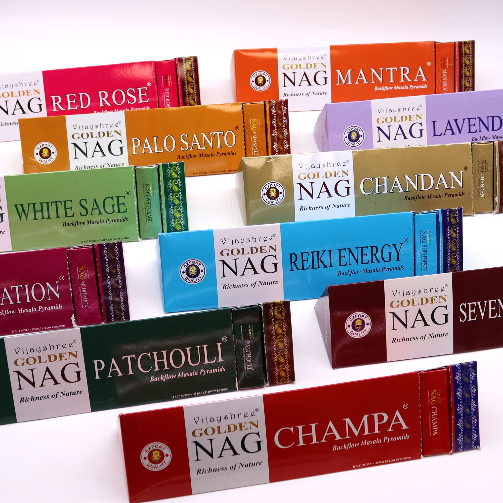 Golden Nag Champa Backflow Incense Cones – 10 Pack