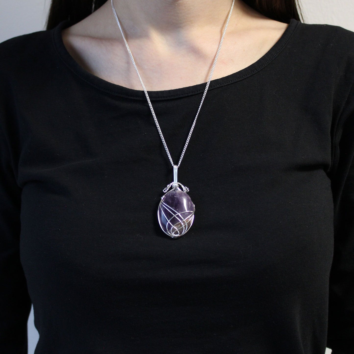 Swirl Amethyst Gemstone Necklace – Handcrafted