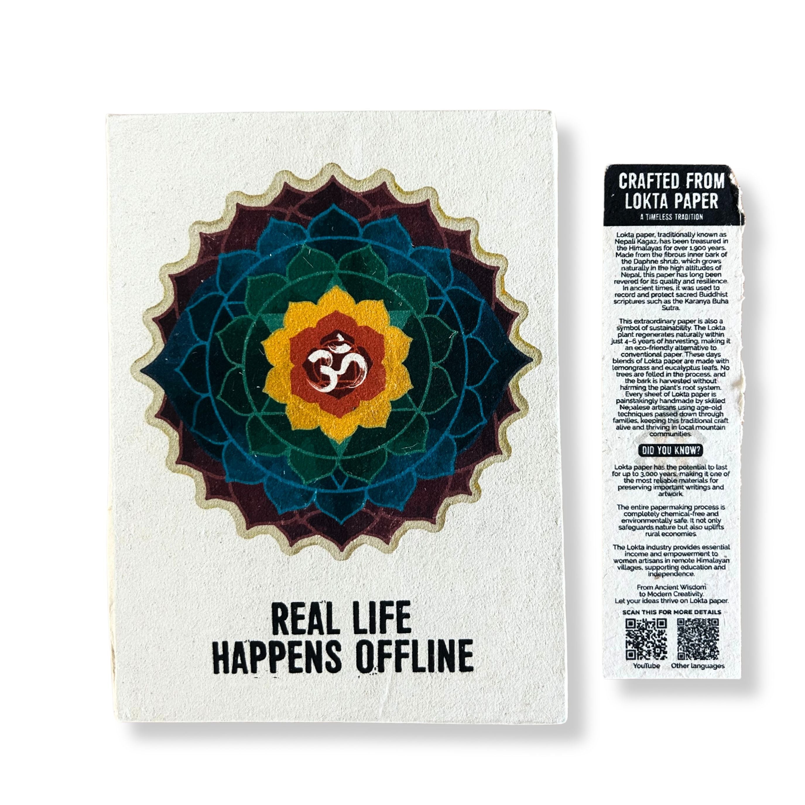Large Lokta Notebook - Real life happens offline