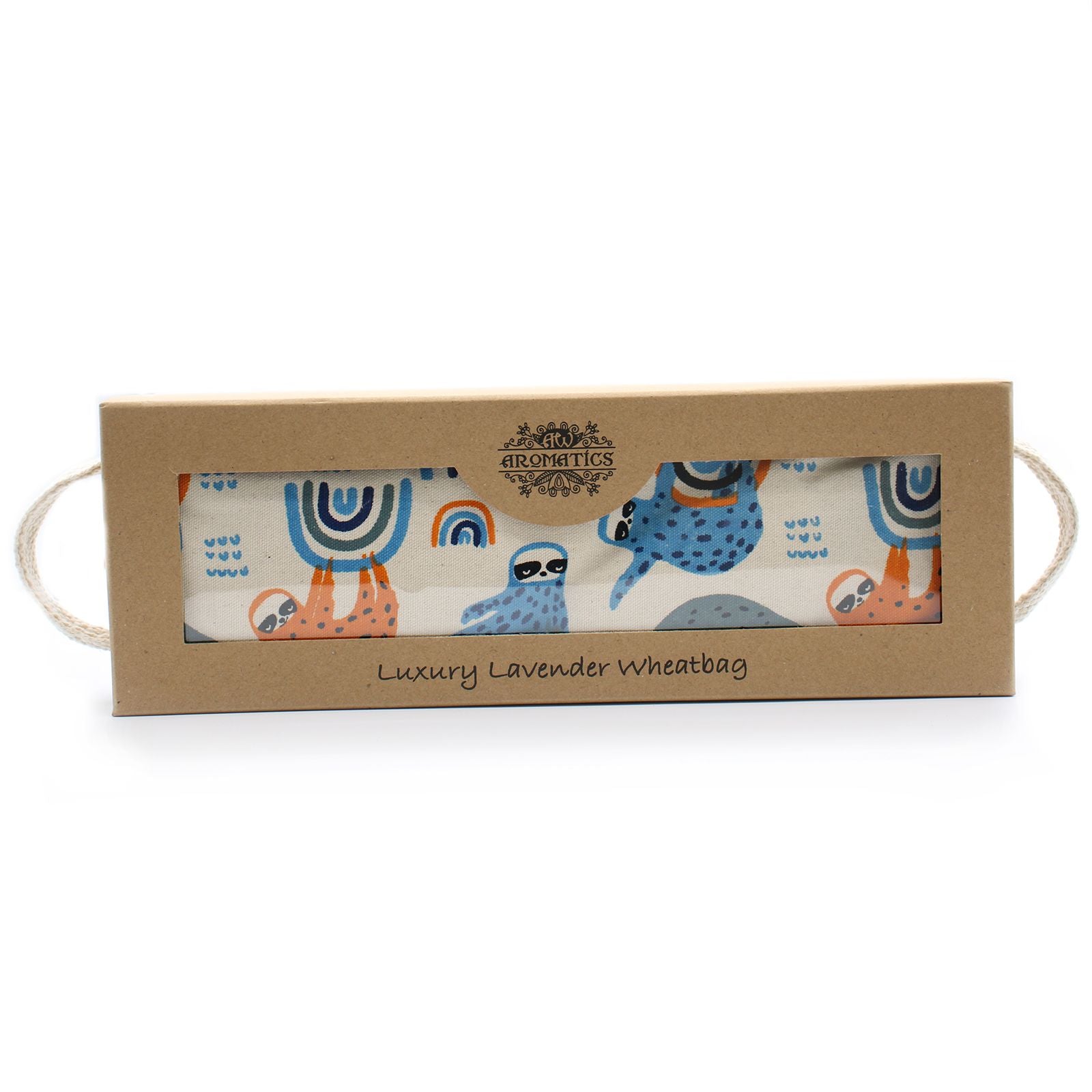 Lazy Sloth lavender wheat bag filled with natural wheat in gift box