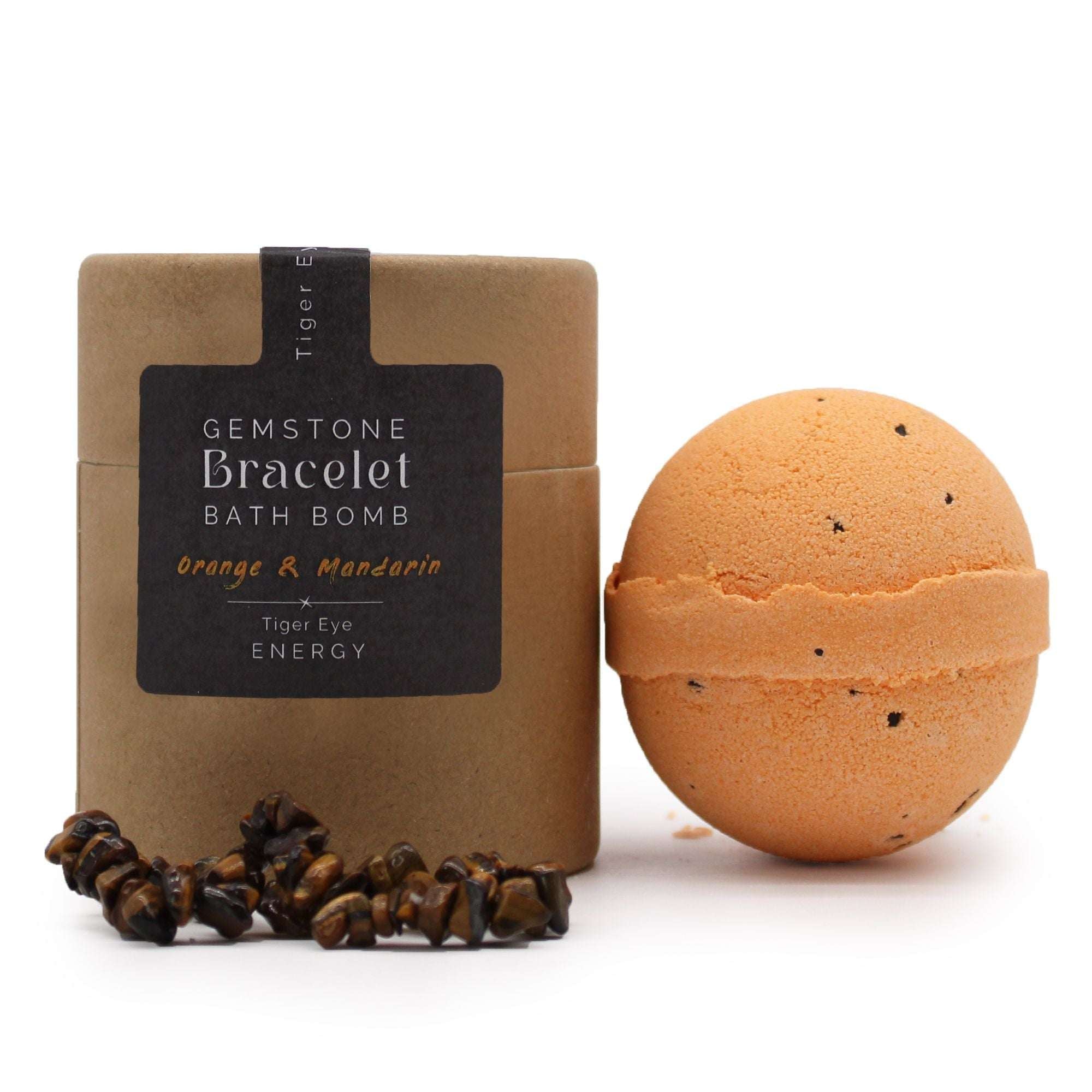 Tiger Eye bracelet bath bomb with Orange and Mandarin fragrance