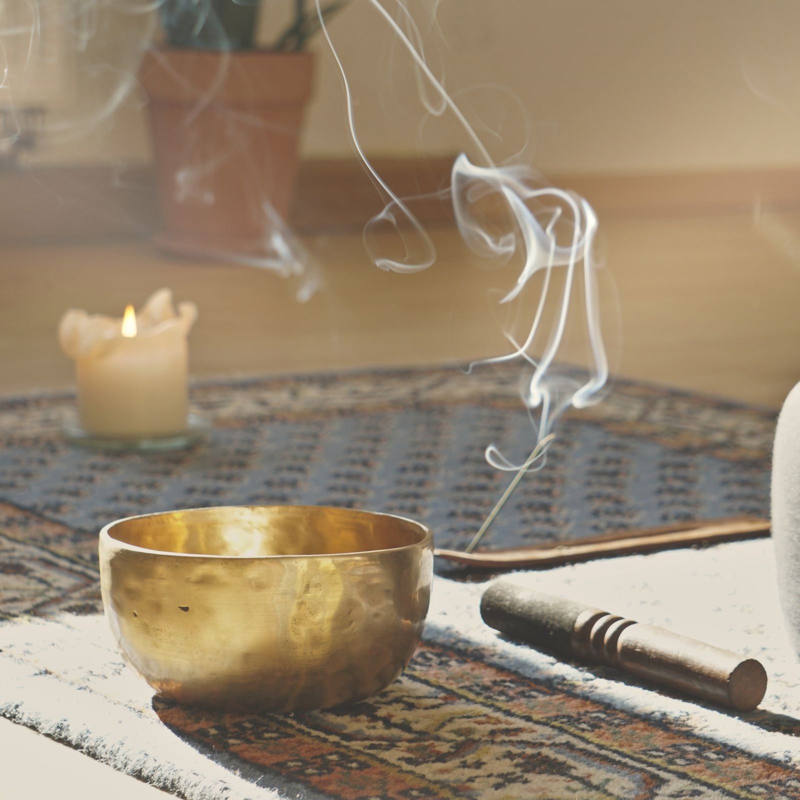 a singing bowl in calm place