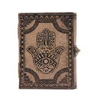 Antique Grey Hamsa Leather Notebook – 200 Pages Wander Balance
