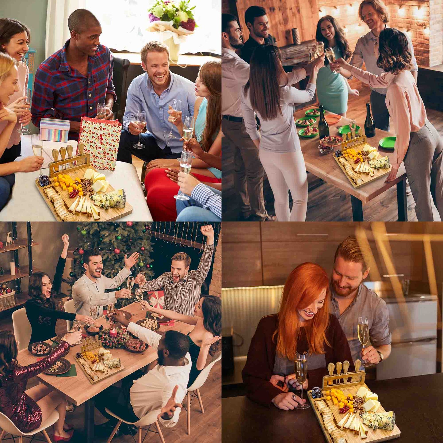 Bamboo Cheese Board & Knife Set | 14x11" Charcuterie