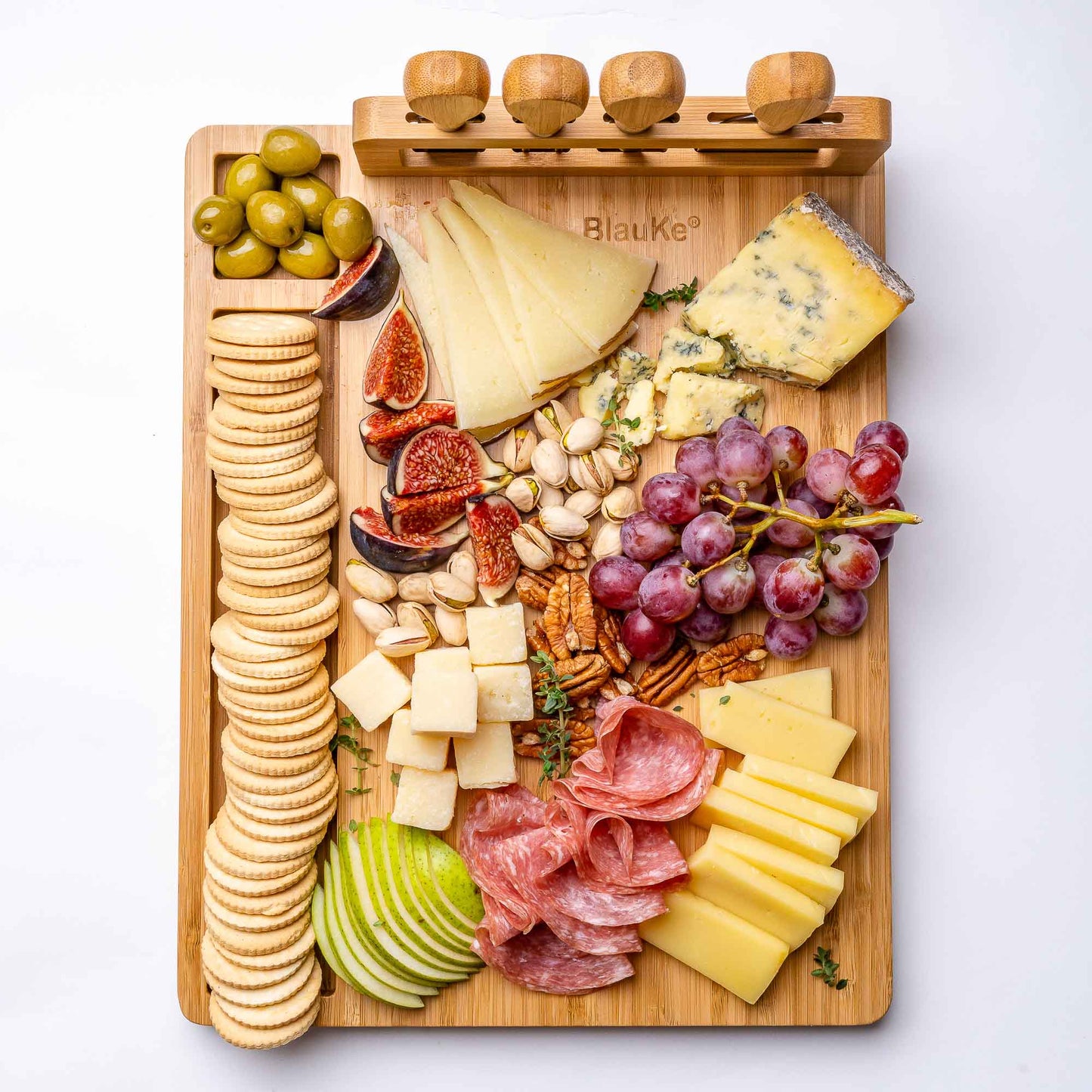 Bamboo Cheese Board & Knife Set | 14x11" Charcuterie