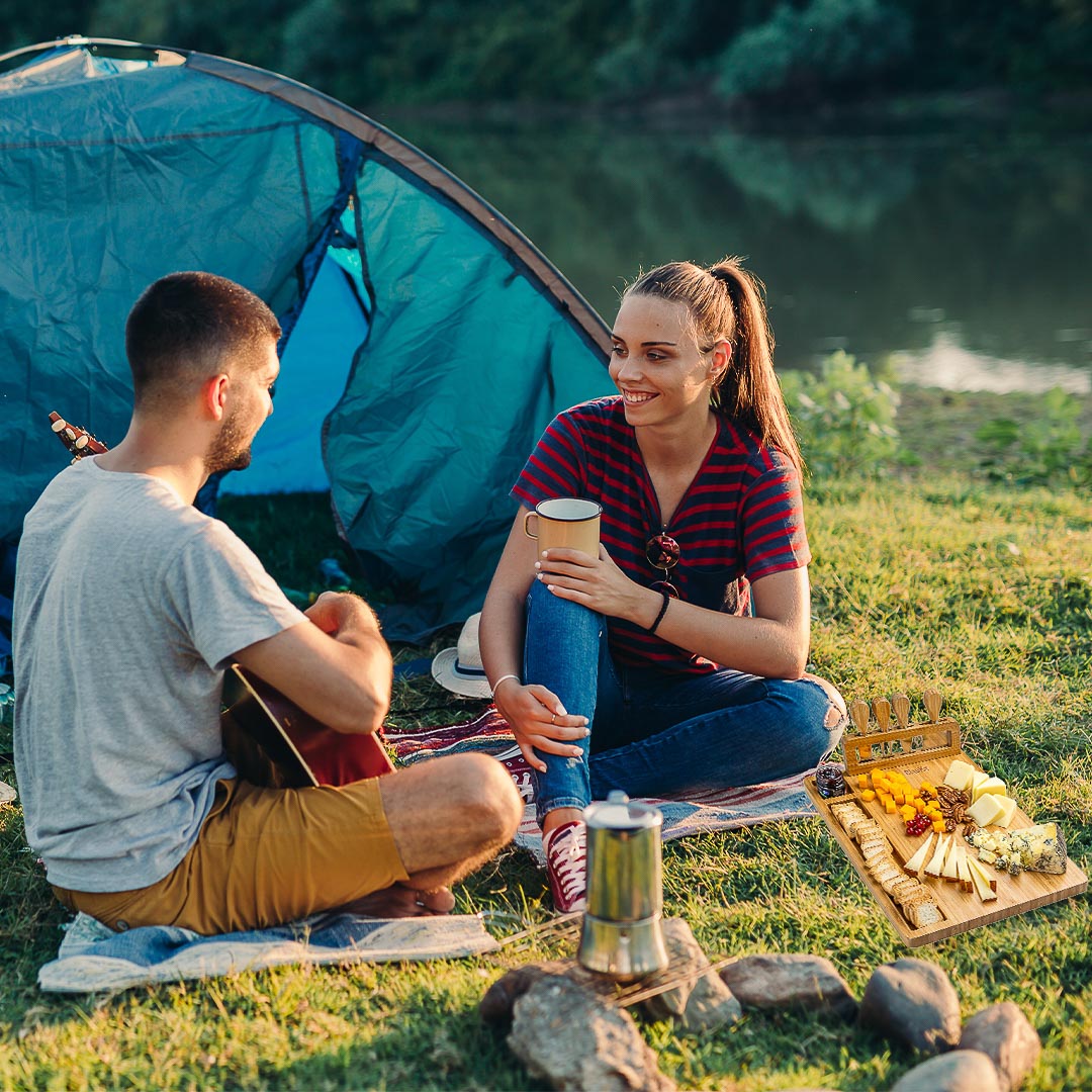 Bamboo Cheese Board & Knife Set | 14x11" Charcuterie