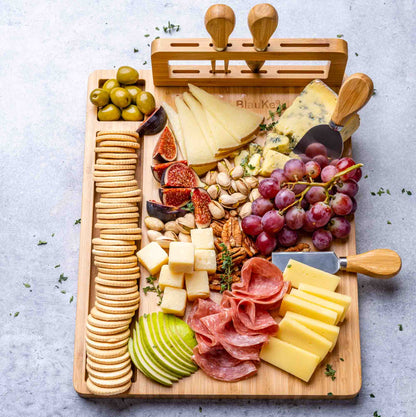 Bamboo Cheese Board & Knife Set | 14x11" Charcuterie