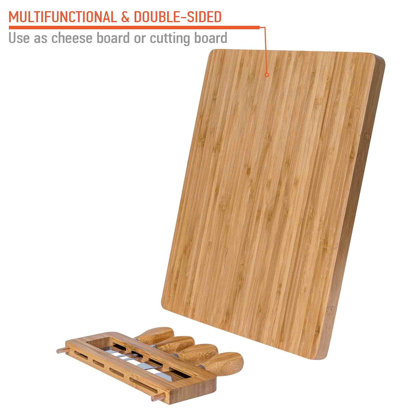 Bamboo Cheese Board & Knife Set | 14x11" Charcuterie