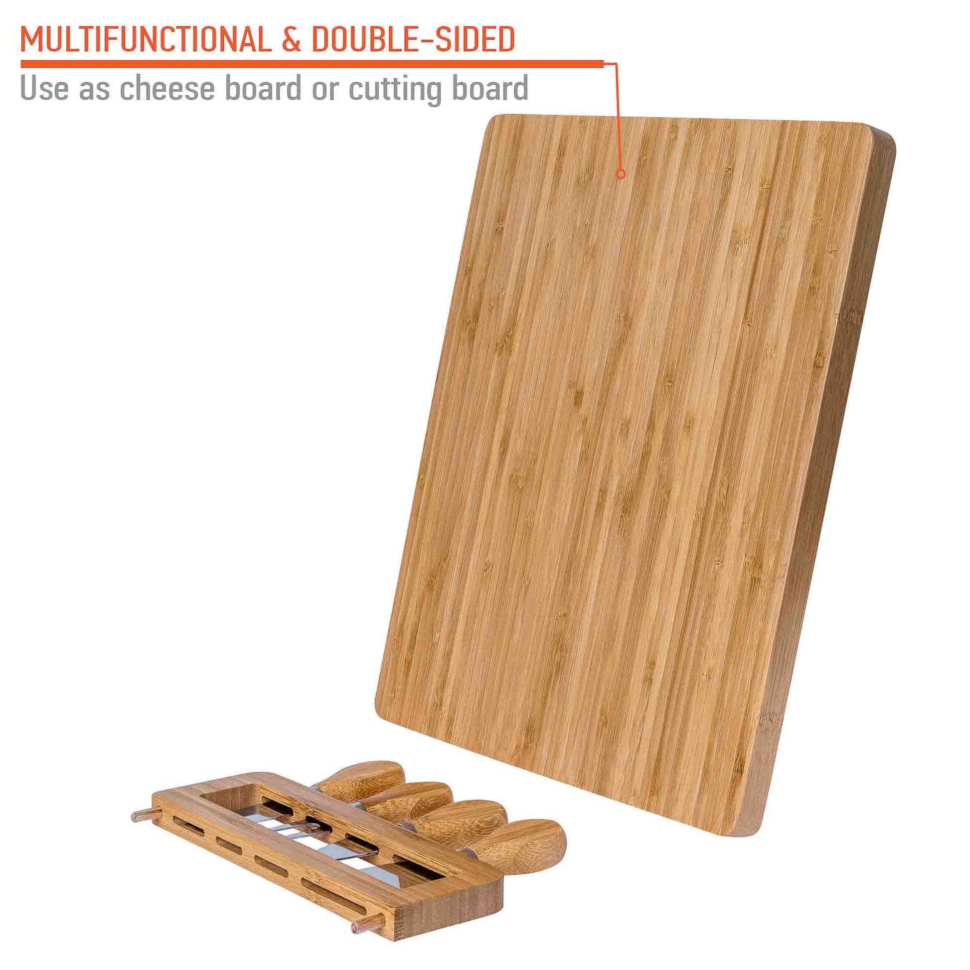 Bamboo Cheese Board & Knife Set | 14x11" Charcuterie