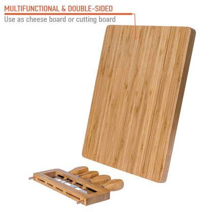 Bamboo Cheese Board & Knife Set | 14x11" Charcuterie