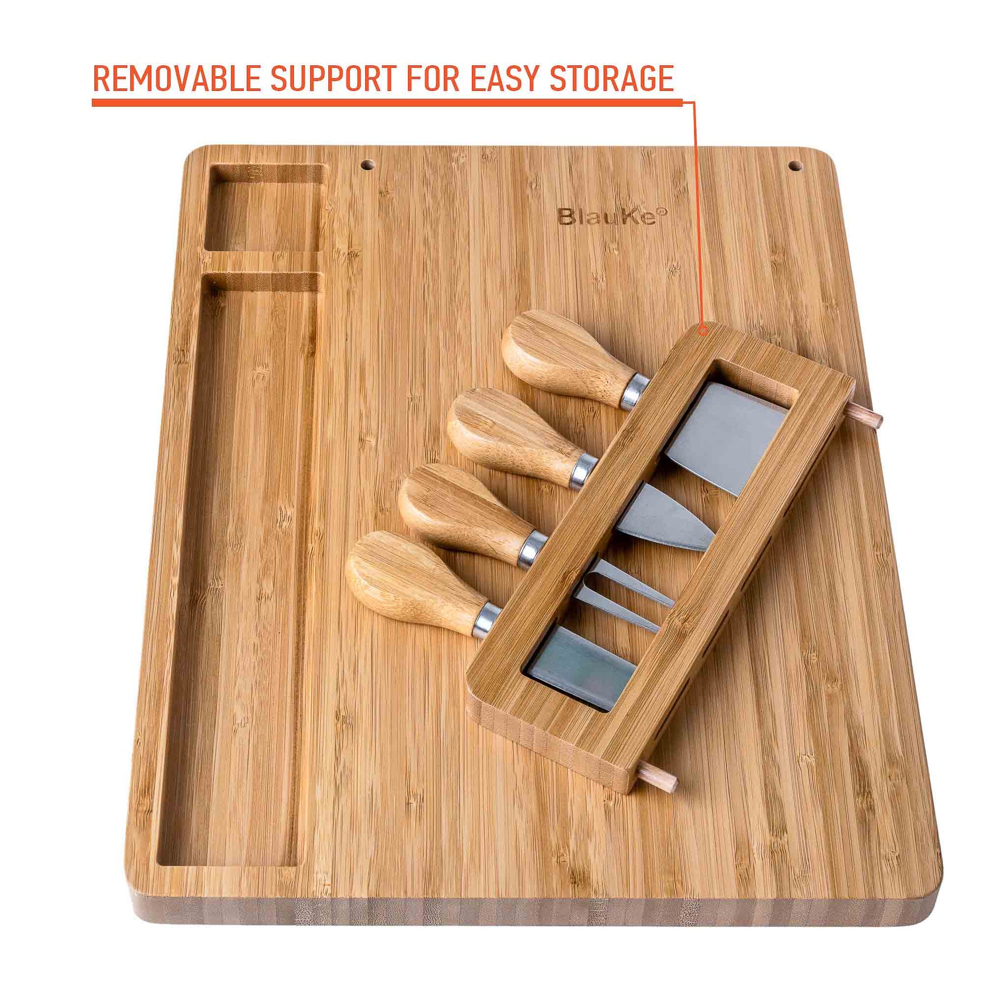 Bamboo Cheese Board & Knife Set | 14x11" Charcuterie