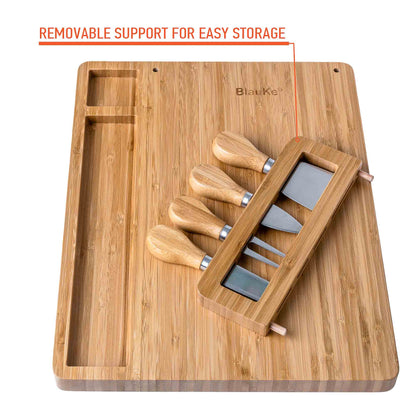Bamboo Cheese Board & Knife Set | 14x11" Charcuterie