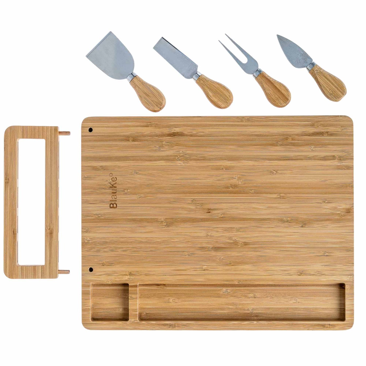 Bamboo Cheese Board & Knife Set | 14x11" Charcuterie