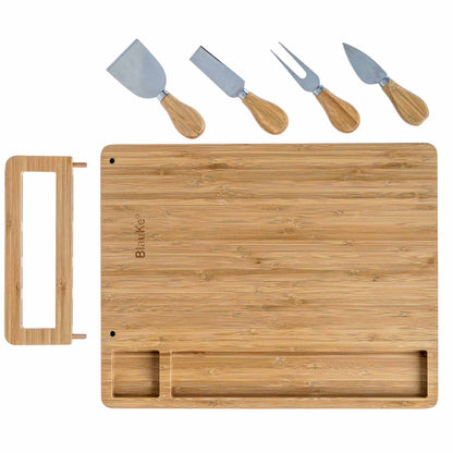 Bamboo Cheese Board & Knife Set | 14x11" Charcuterie