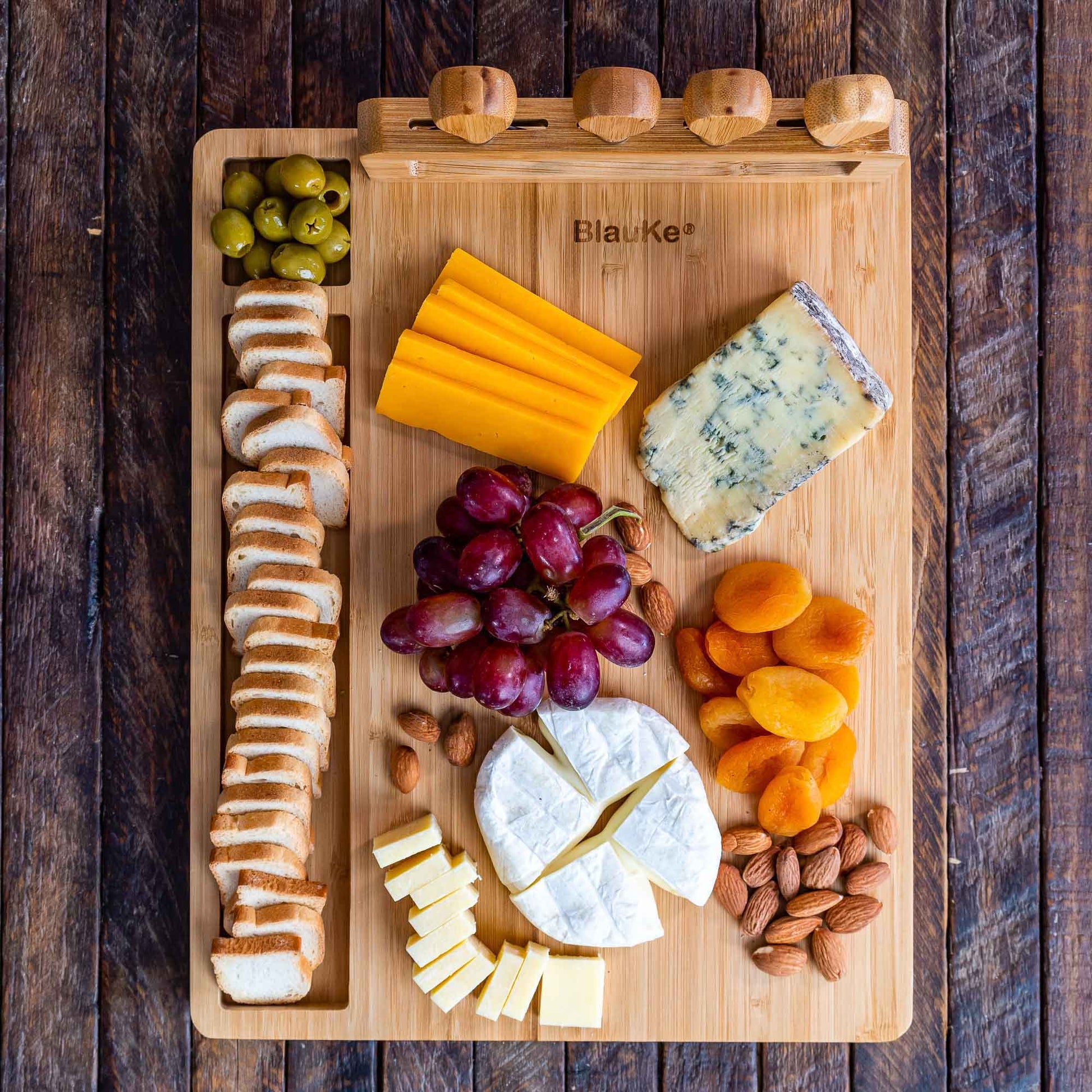 Bamboo Cheese Board & Knife Set | 14x11" Charcuterie