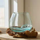 Molten glass bowl on wood – Small