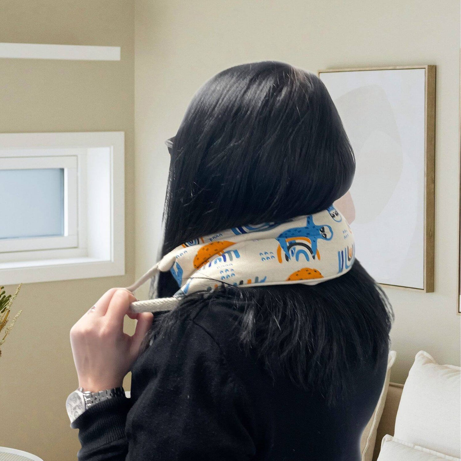 woman is using Lavender Wheat Bag