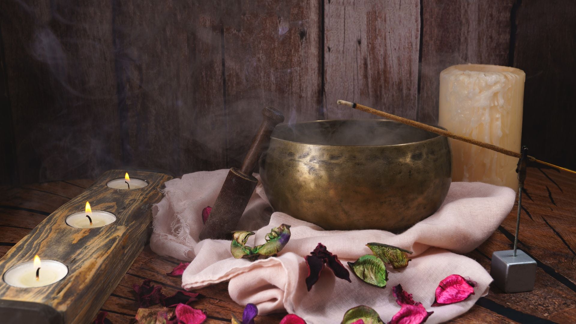 singing bowl and incense