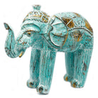 Hand-Carved Wooden Elephant – Turquoise & Gold