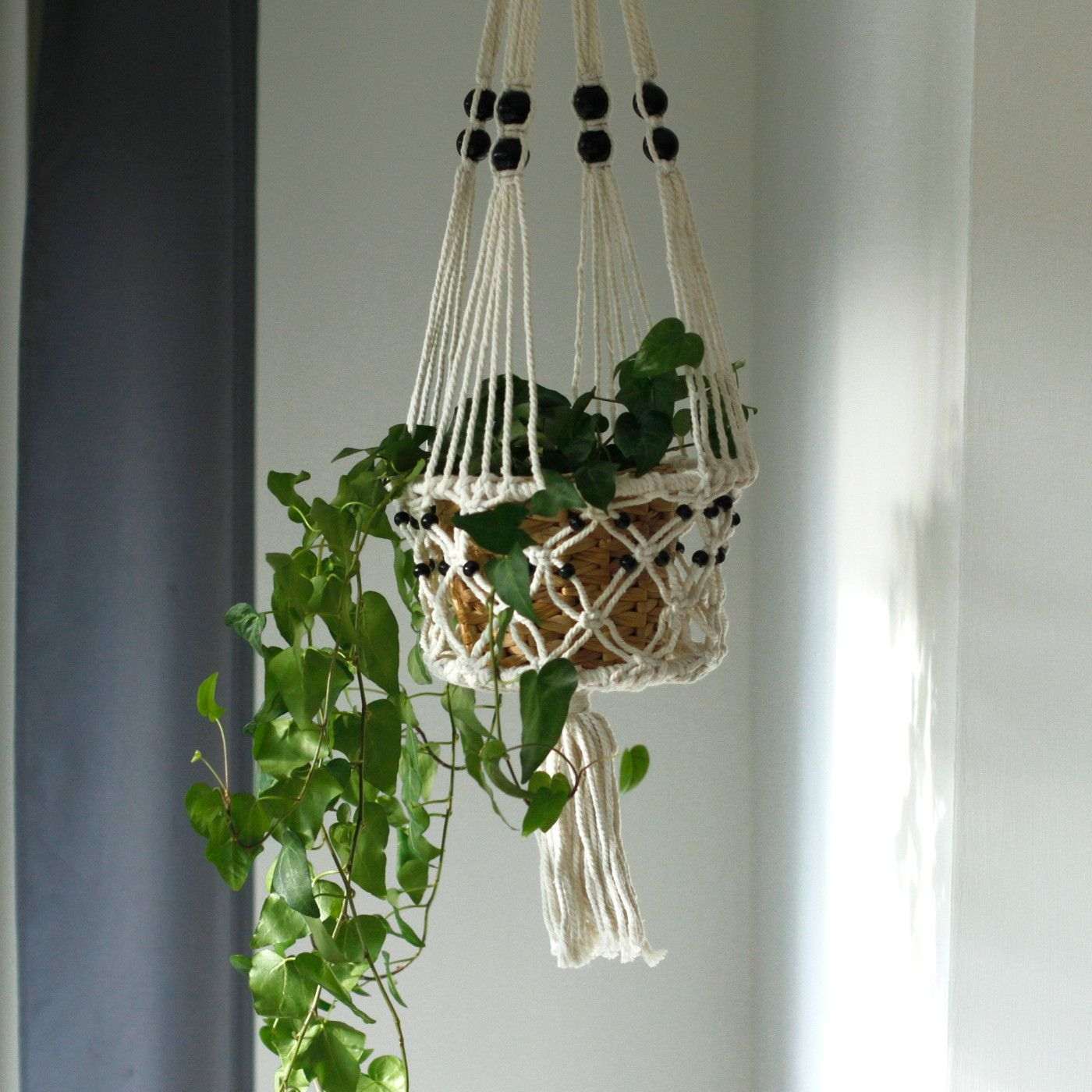 Macramé Plant Holder – Large | Single Beaded