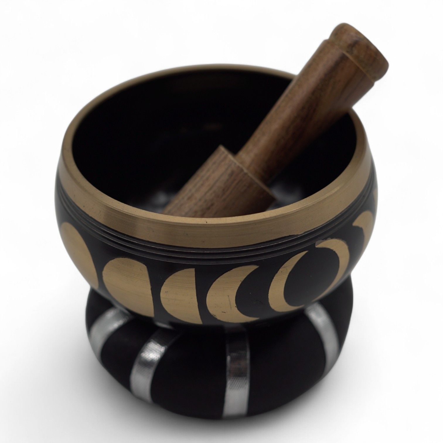 Moon phase singing bowl set – Black 10.7 cm