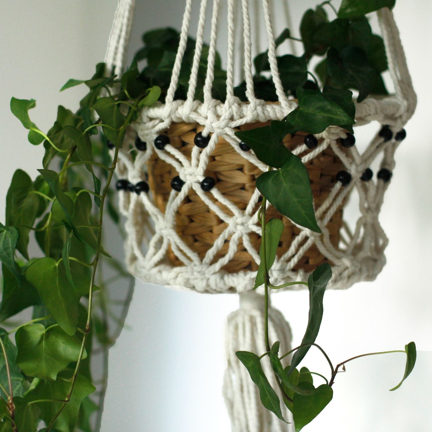 Macramé Plant Holder – Large | Single Beaded