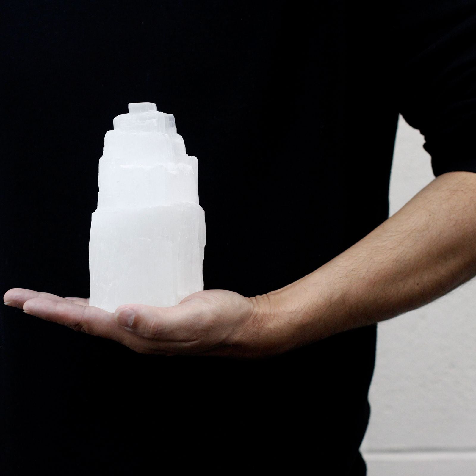 Natural Selenite Tower Lamp – 15 cm