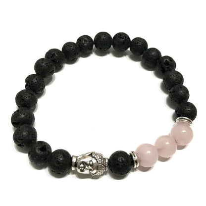 Lava Stone Bracelet – Buddha Rose Quartz