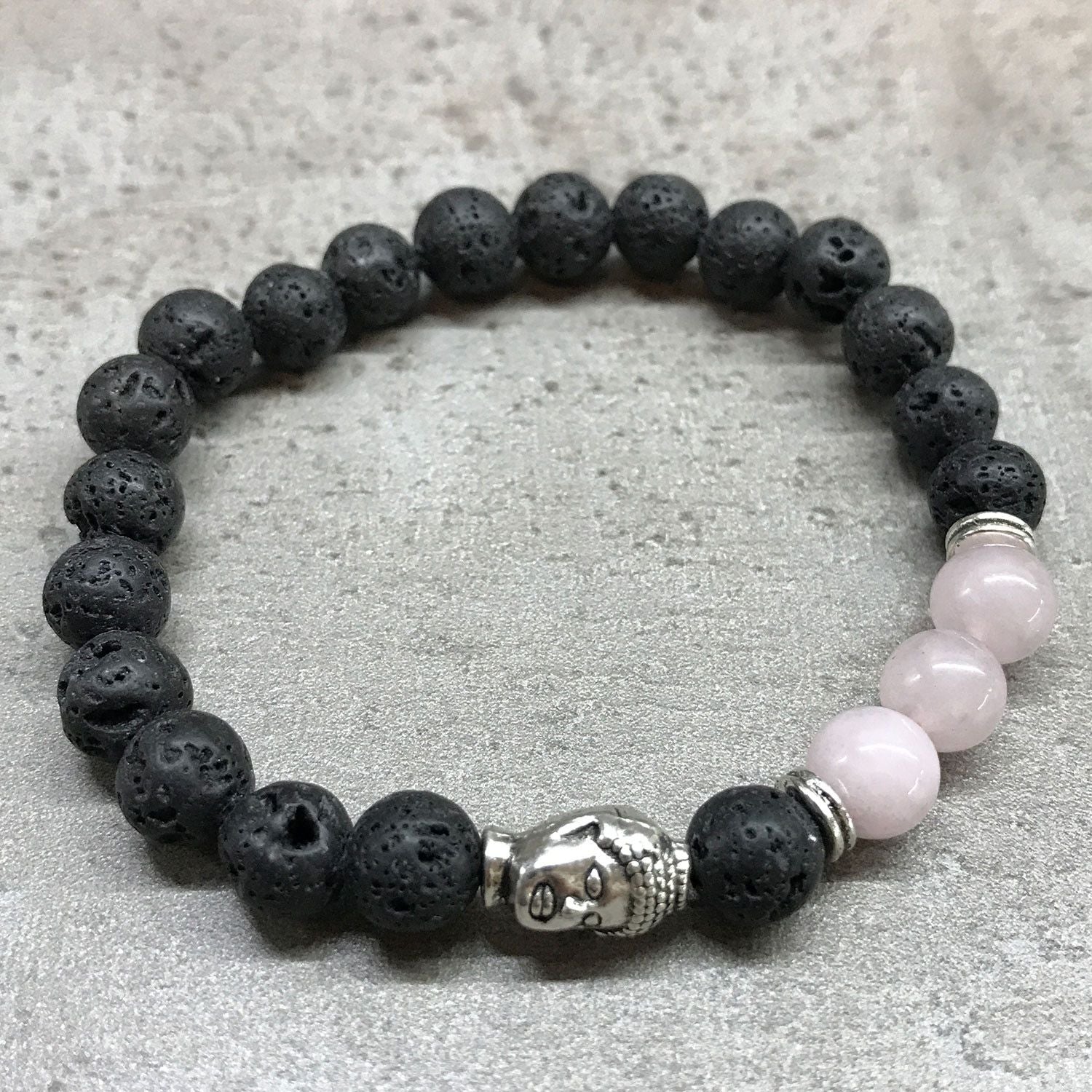 Lava Stone Bracelet – Buddha Rose Quartz