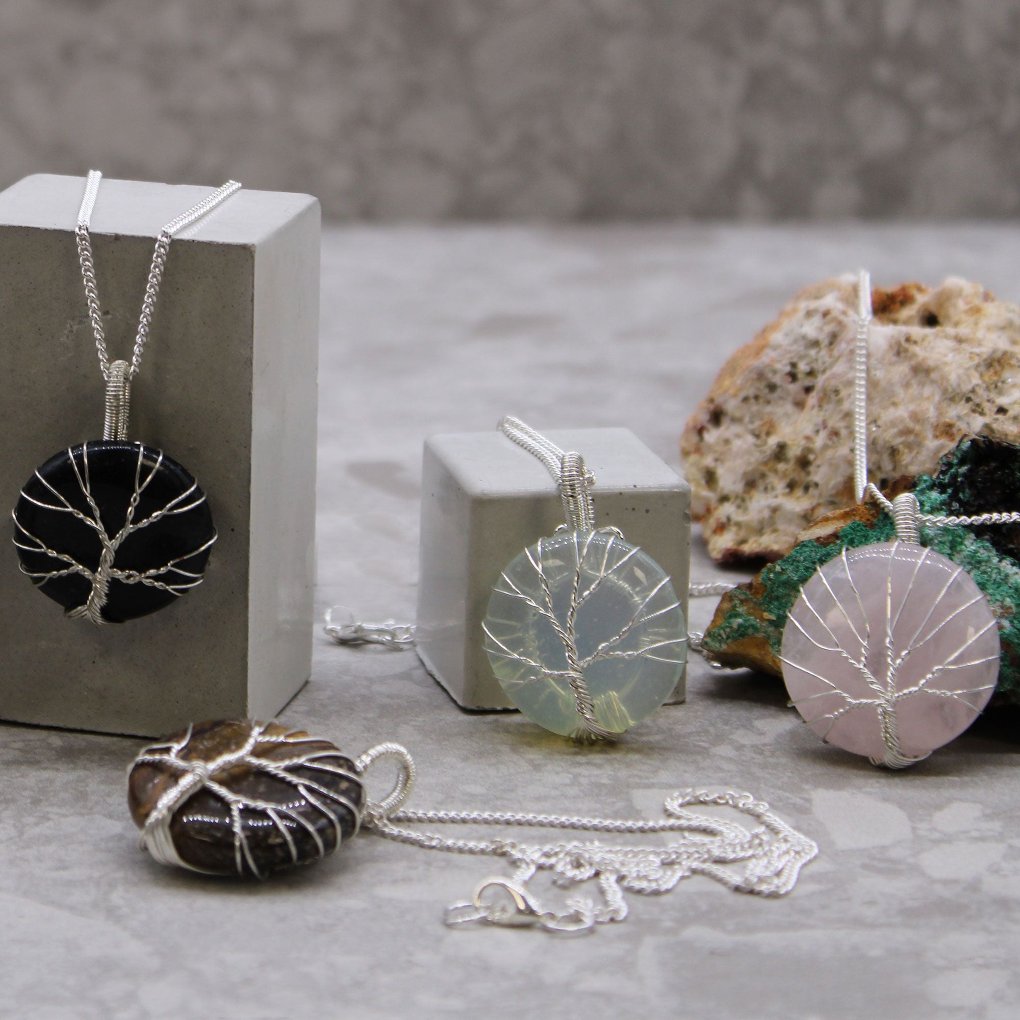 Tree of Life Opalite Necklace – Handcrafted Design