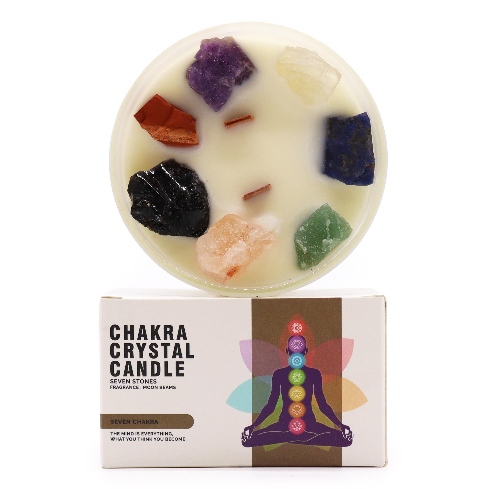 Large Seven Chakra Crystal Candle – Moon Beams