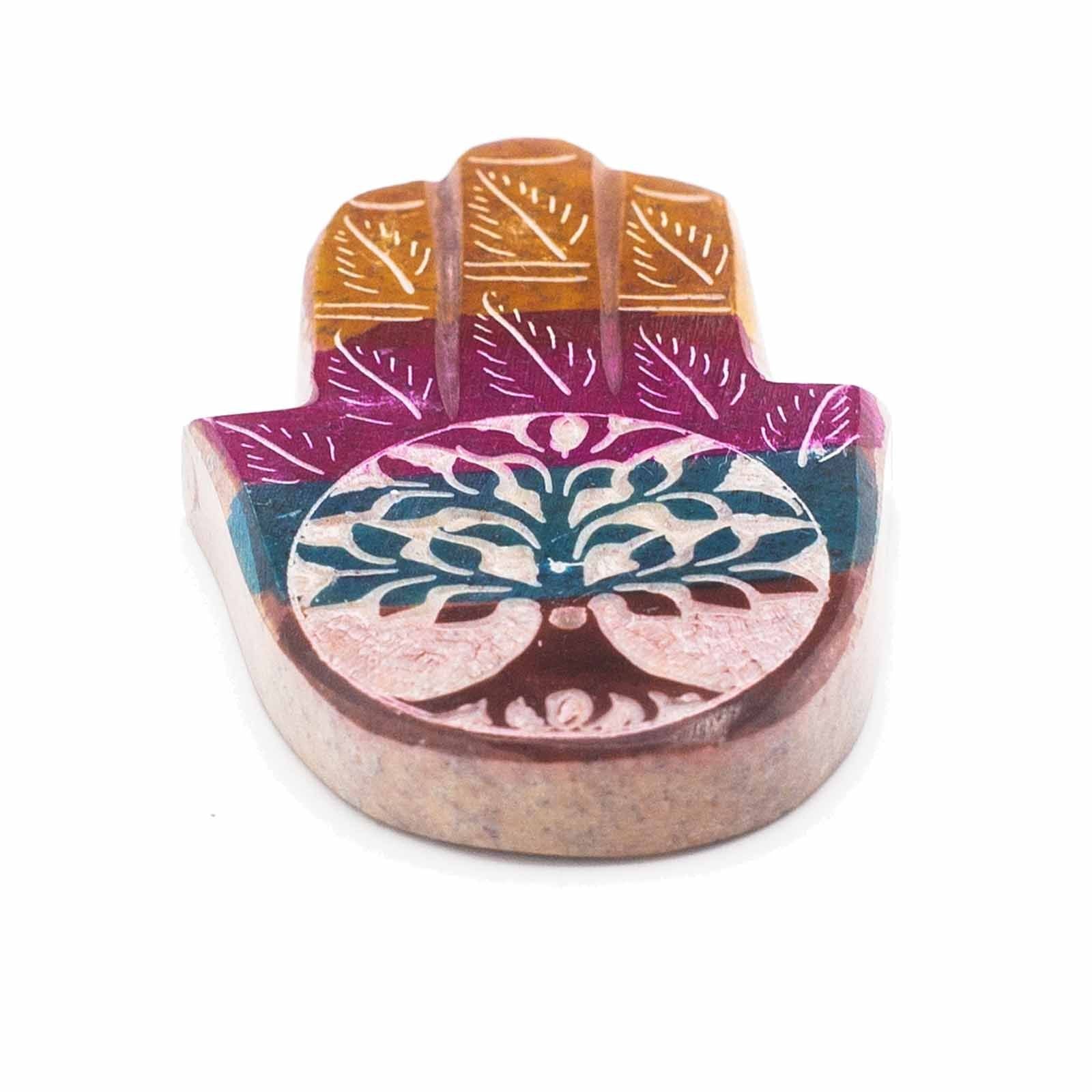 Soapstone Hamsa Incense Holder – Tree of Life