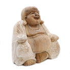 Hand-Carved Happy Buddha Statue – Whitewash