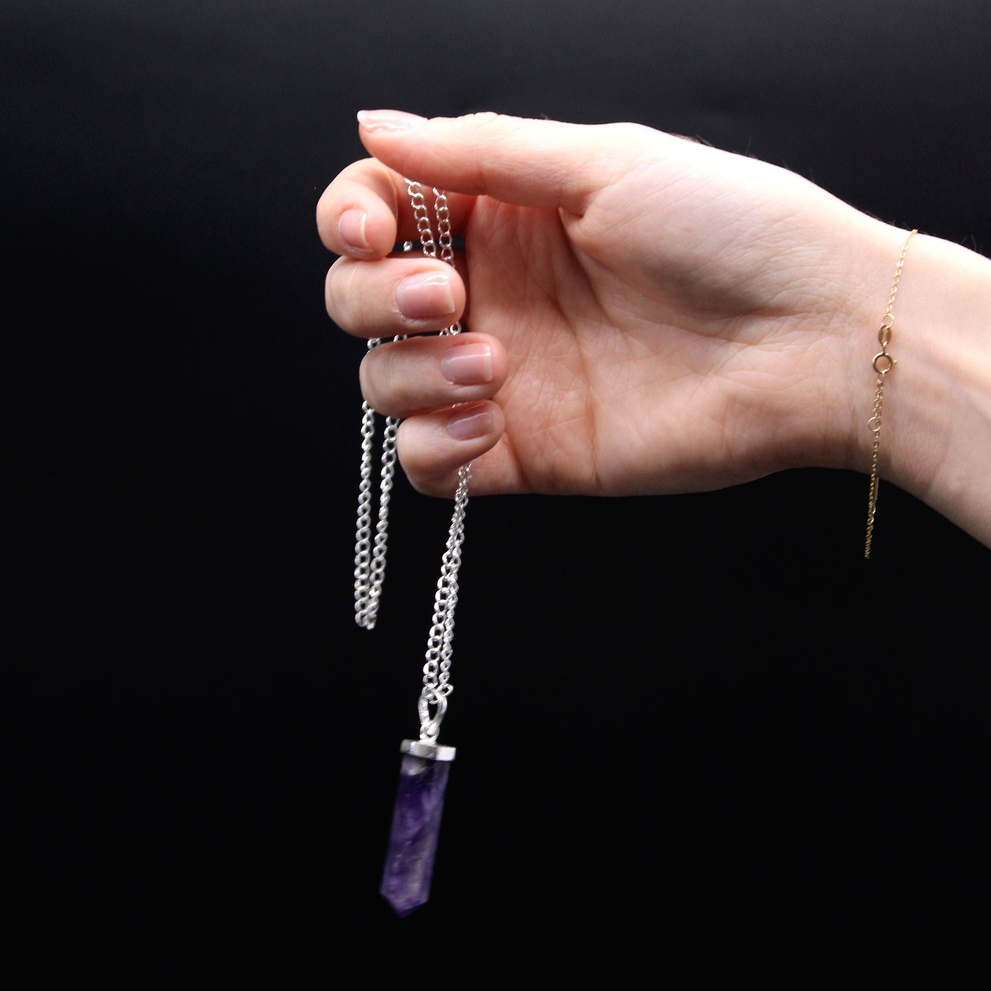 Black Agate Point Pendant – Handcrafted