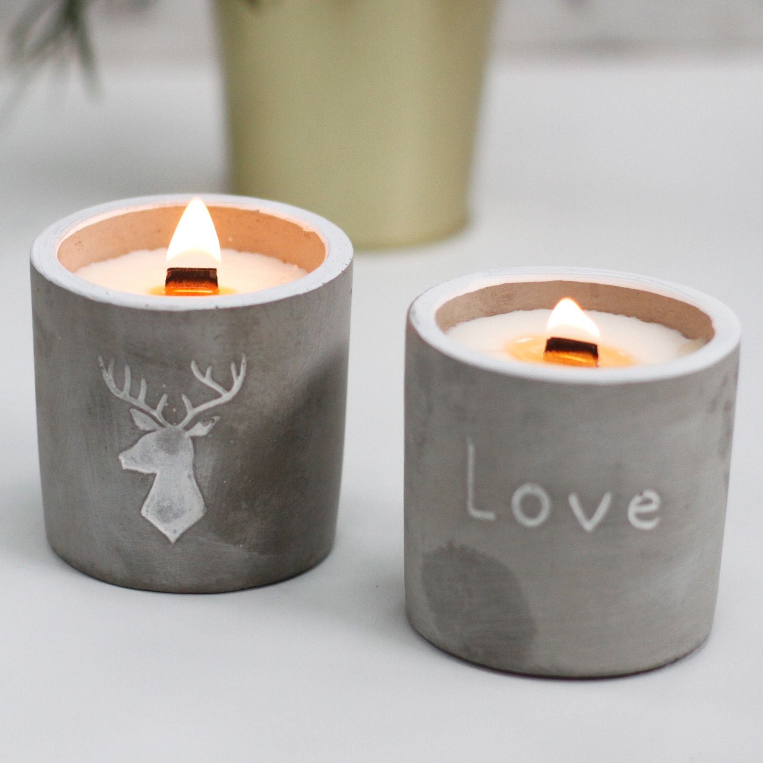 Med Concrete Soy Candle - Stag Head - Whiskey & Woodsmoke